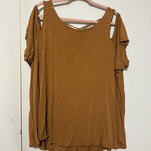 Maurices Split open shoulder striped shirt